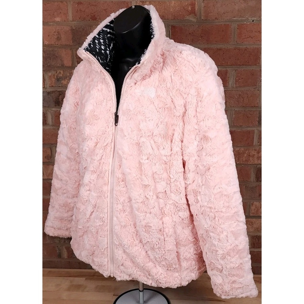 The North Face Reversible Mossbud Swirl Pink Insulated Full Zip Jacket Girls XL - Picture 4 of 9